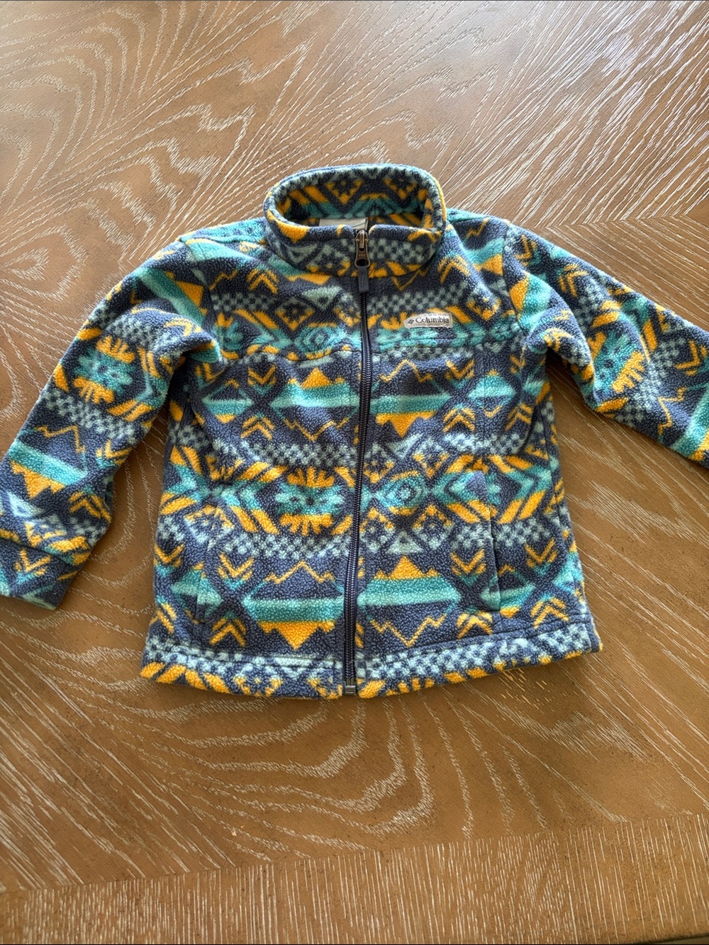 Columbia Aztec Print Fleece Jacket - Teal, Yellow